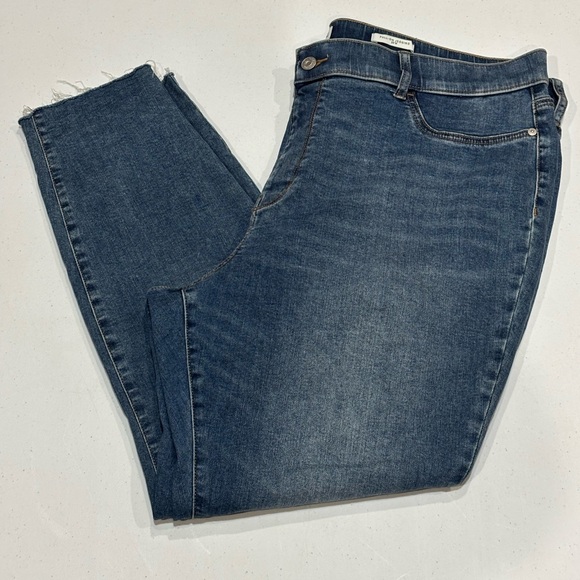Wonderly Denim - Wonderly Pull On Jeggings, Blue Denim, Raw Hem, Women’s 20W